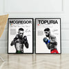 Canvas art print featuring portraits of McGregor and Topuria in a boxing style