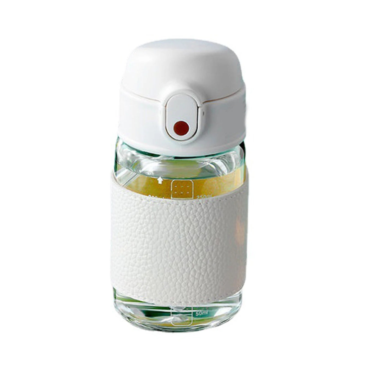Gobelet à paille en acier inoxydable blanc portable avec une balance visible sur le couvercle.