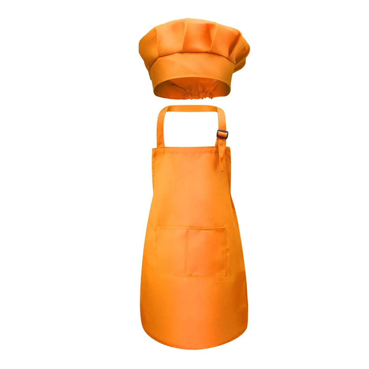 Orange kids adjustable apron and chef hat set