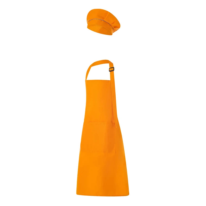 Orange kids adjustable apron and chef hat set