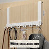 White heavy-duty adhesive door hooks with 6 hooks, measuring 180mm high.