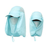 Light blue UV protection fishing sun hat folded and displayed