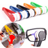 A set of colorful silicone cleaning wipes and a black case for an eyeglass cleaning kit