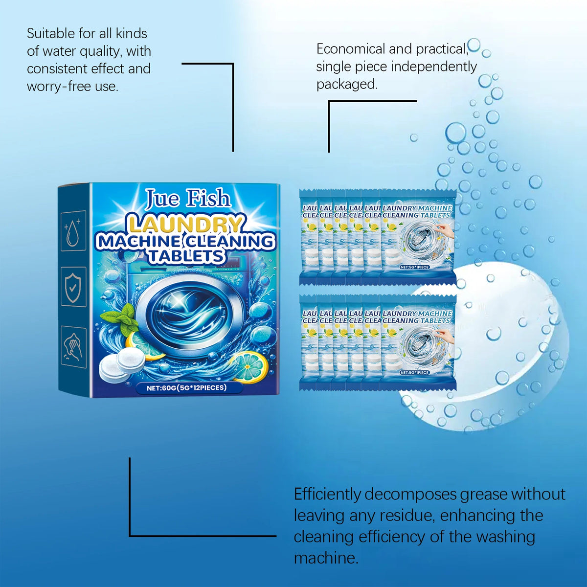 Effervescent Tablet Washing Machine Cleaner