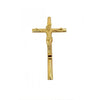Pluma cruz de metal dorado usada para decoración religiosa.