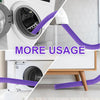A purple brush kit is shown cleaning the vent of a white dryer, demonstrating more usage.