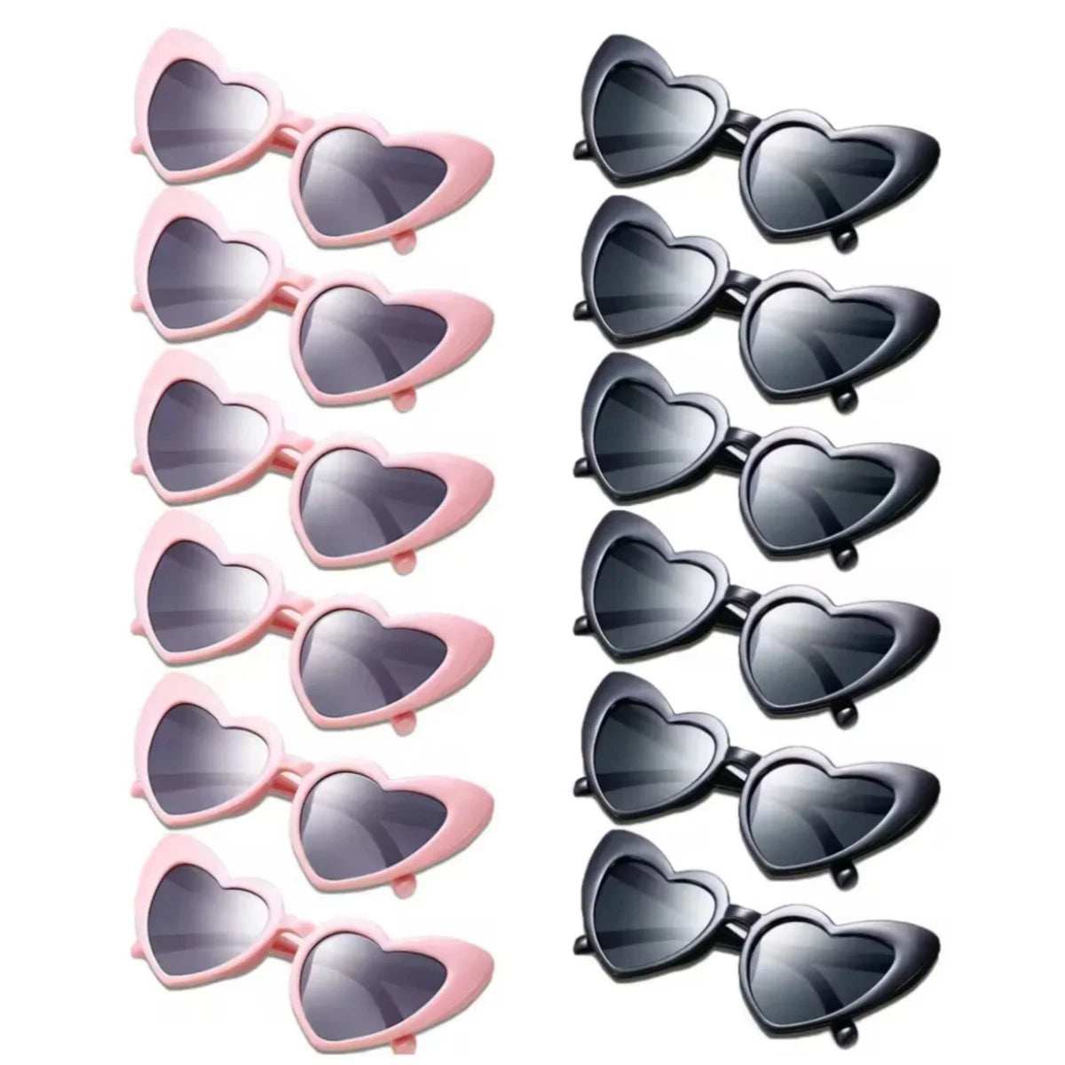 Un ensemble de lunettes photochromiques en forme de cœur de couleur rose pâle.