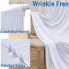 Cortinas de tela blanca sin arrugas con bolsillos de varilla y bordes terminados, drapeadas elegantemente.