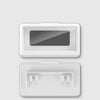 Funda para móvil de plástico transparente con cubierta protectora y ranura para el dispositivo.