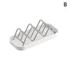 White W-shaped stainless steel soap storage rack with multiple slots