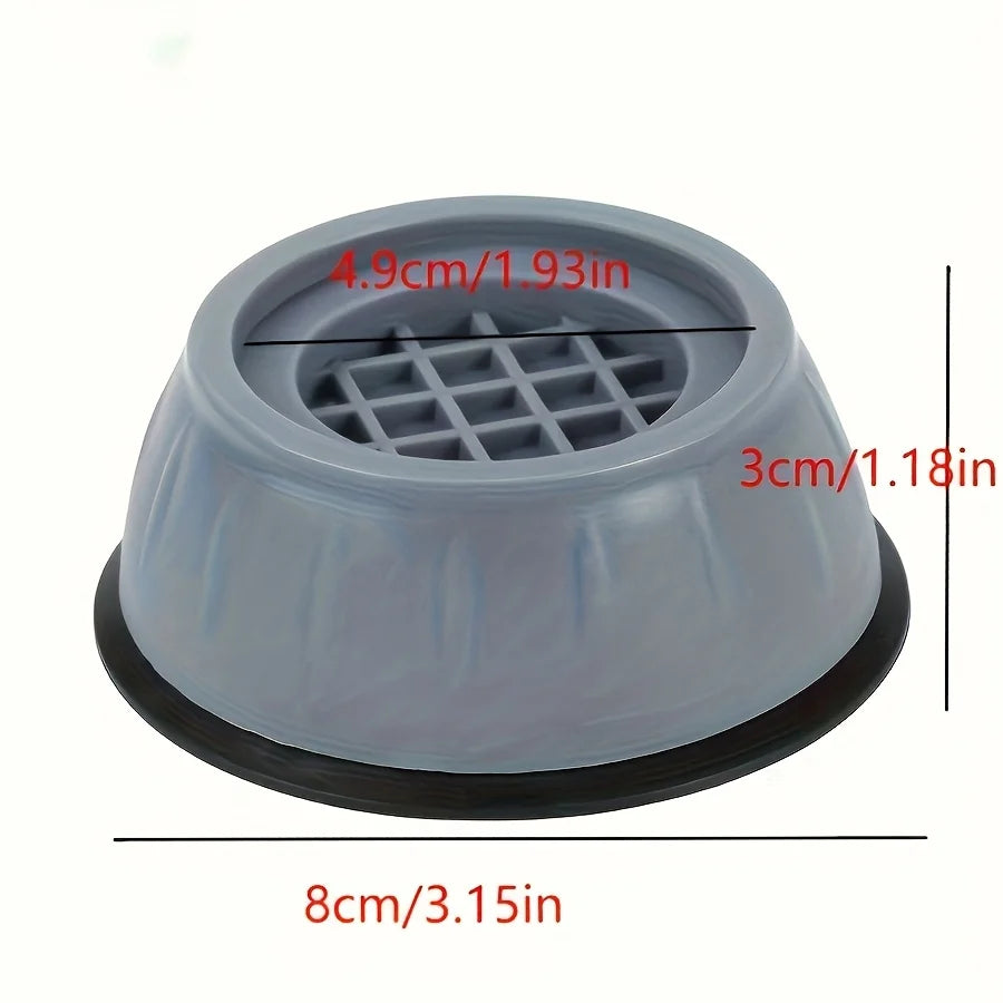Gray anti-vibration feet with a slotted design and dimensions 8cm wide and 3cm high