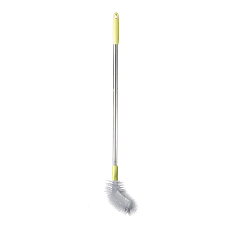 A long cleaning brush with a stainless steel handle and a yellow water dispenser head.