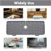 Gray silicone faucet splash guard mat used for kitchen and bathroom countertops