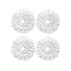 Four white microfiber spin mop heads arranged in two rows of two.