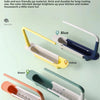 A collection of colorful, high-quality plastic over-sink dish rack organizers in blue, yellow, green, and red.