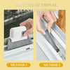 Two methods shown for cleaning a groove or track using a multifunctional cleaning brush.