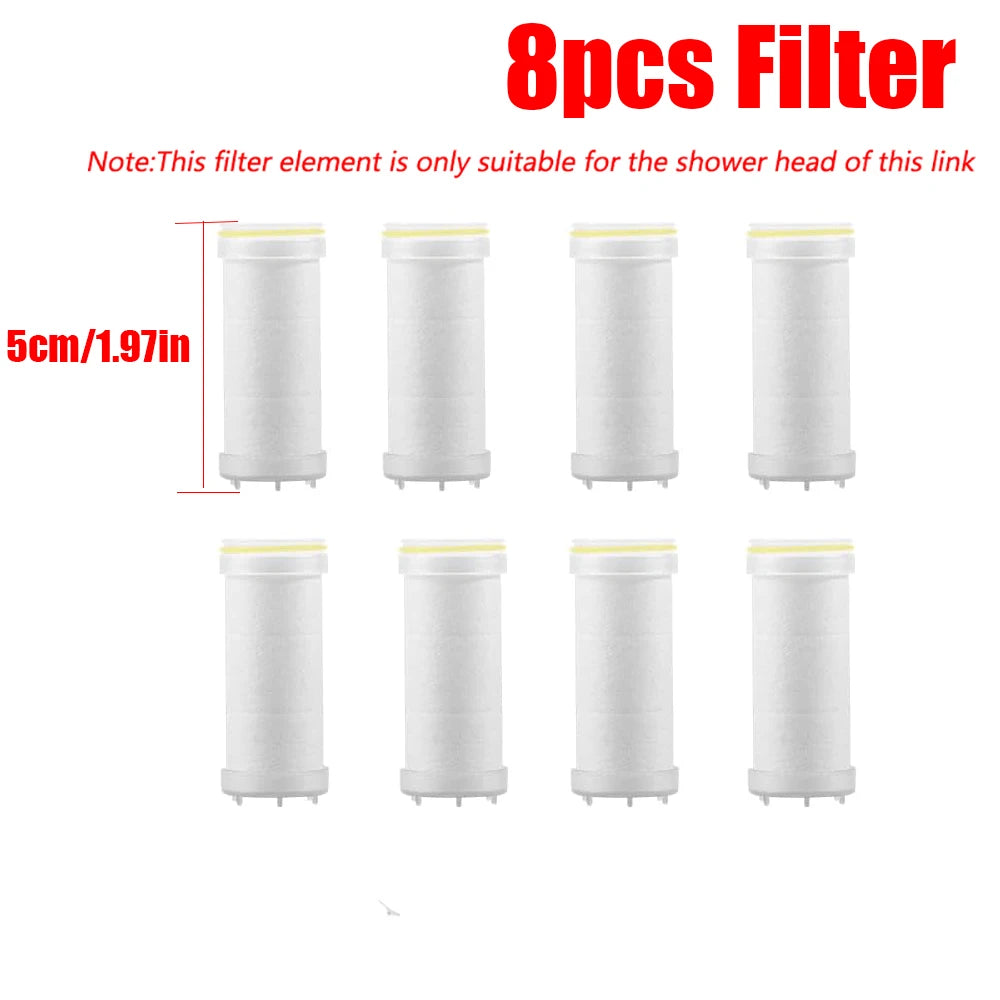 Eight pieces of white filter elements for a shower head