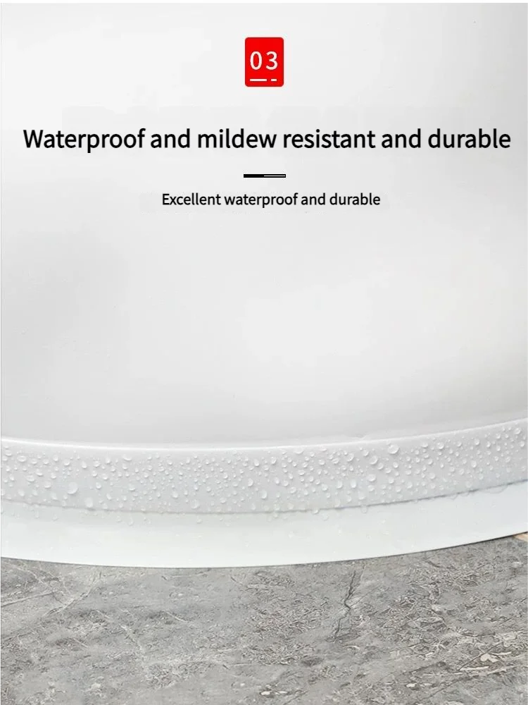 Close-up of a white sealant product showing water droplets on its surface.