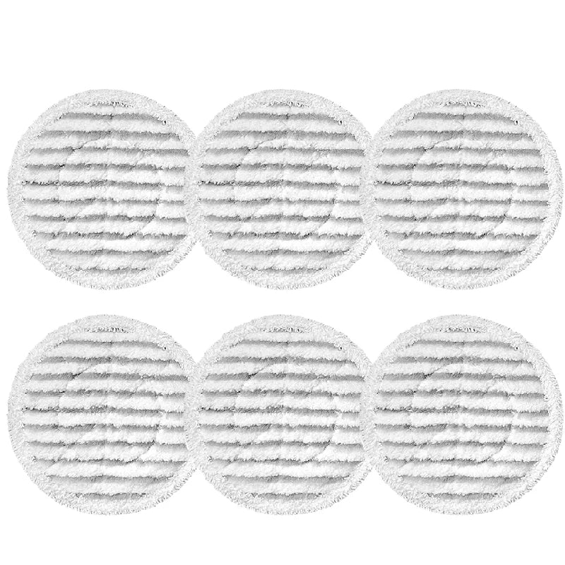 Three circular pads of replacement mop cloth for a vacuum cleaner, showing textured gray material.