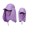 Purple UV protection fishing sun hat for men and women shown in a folded state
