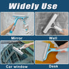 Drei-in-eins Fensterreinigungs-Squeegee und Scheibenwischer-Set in Gebrauch auf Spiegel, Wand, Auto- oder Schreibtischfenster