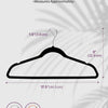 Diagram showing the dimensions of a hanger, including hook lengths and overall size.