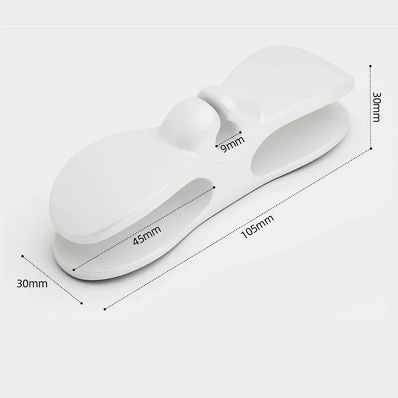 A white reusable cable management organizer shown from above with various dimensions marked.