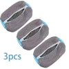 Three reusable gray shoe washing bags with an invisible zipper.