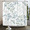 Rideau de douche floral élégant avec motif botanique aquarelle eucalyptus et baies.