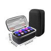 A black portable peptide storage case with a silver interior tray and a separate black carrying pouch.
