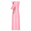 A pink refillable 200ml continuous mist spray bottle with a hinged cap.