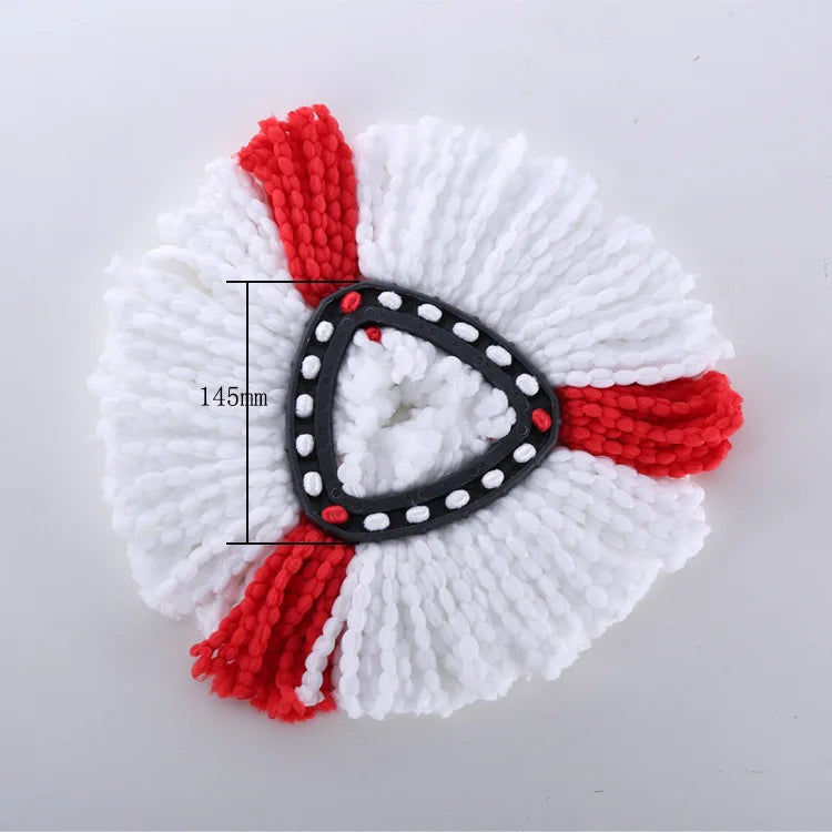 White and red replacement mop head pads with a black ring detail.