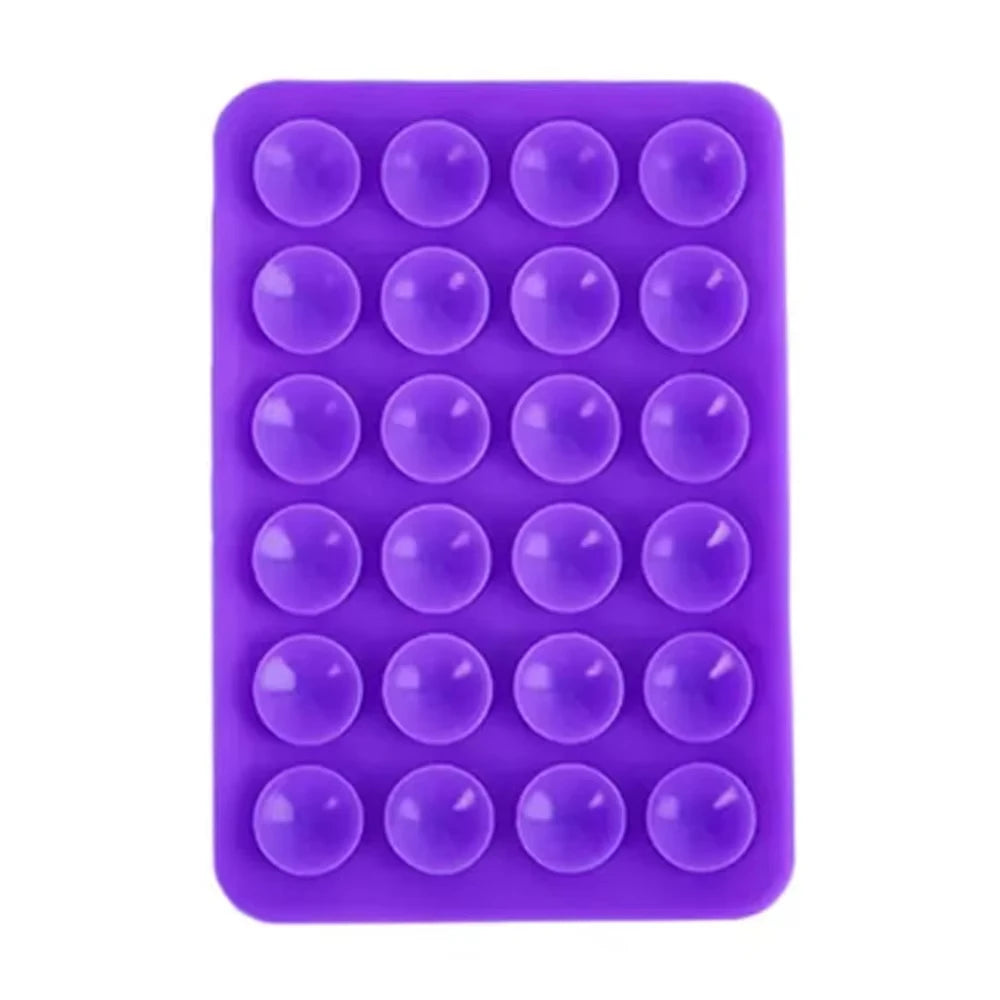 Purple silicone suction cup phone stand for hands-free viewing
