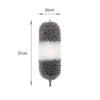 A gray and white extendable microfiber duster set with a 16cm length and 37cm total height.