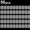 A set of 50 transparent self-adhesive wall hooks for hanging frames and photos.
