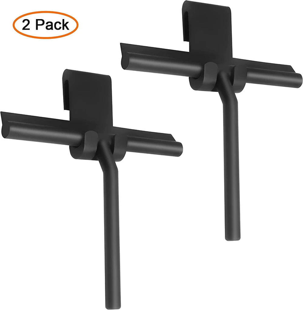 Ein Paar schwarze Silikon-Duschschwämme zum Reinigen von Glas und Spiegeln.