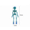 A detailed, poseable skull figure made of blue-green material, displayed against a white background.