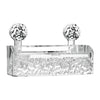 Clear glass storage rack with suction cup holders for bathroom items