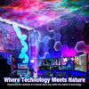 Astronaut Galaxy Projector night light displaying a vibrant purple and pink starry sky on a hexagonal wall.