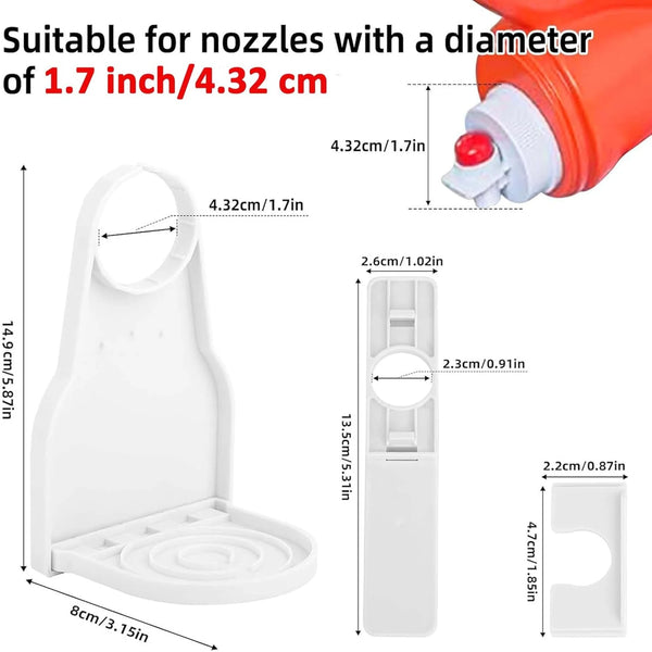 White laundry detergent drip catchers designed for nozzles with a 1.7 inch diameter.