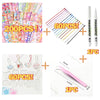 A collection of 200 pieces of colorful kawaii DIY stickers and crafting supplies including various shapes and designs