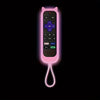 A remote control with cat ears shaped cover and glowing pink light.