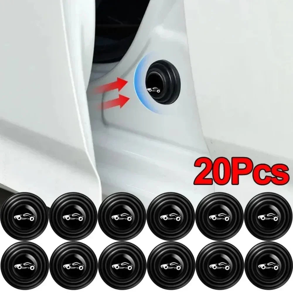A set of twenty black car door anti-collision gaskets or seals for protection.