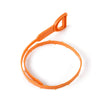 Orange flexible drain cleaning brush with a handle for clearing sinks and pipes