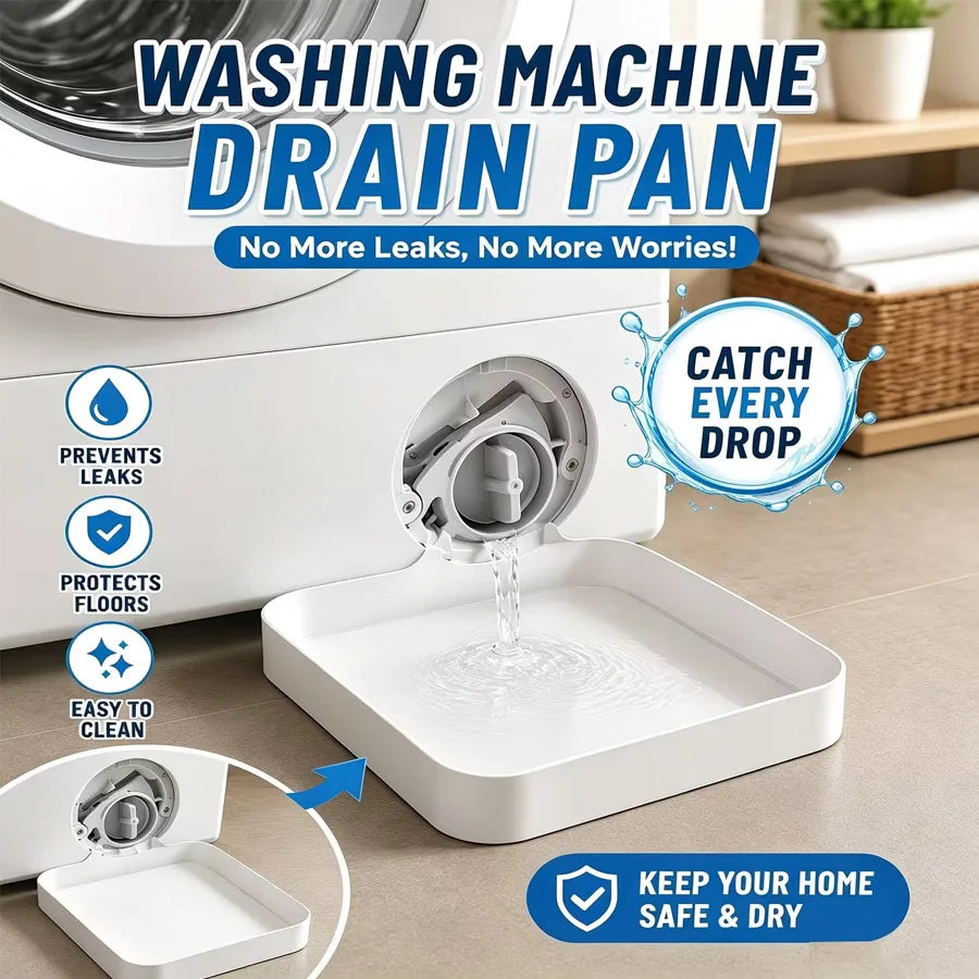 Pala y embudo para desagüe de lavadora blanca, diseñado para prevenir fugas y mantener la casa seca.
