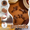 Details of a handcrafted wooden pocket cross with a black walnut natural finish shown on a brown leather background.