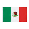 A rectangular flag of Mexico featuring vertical stripes of green, white, and red with the national coat of arms.