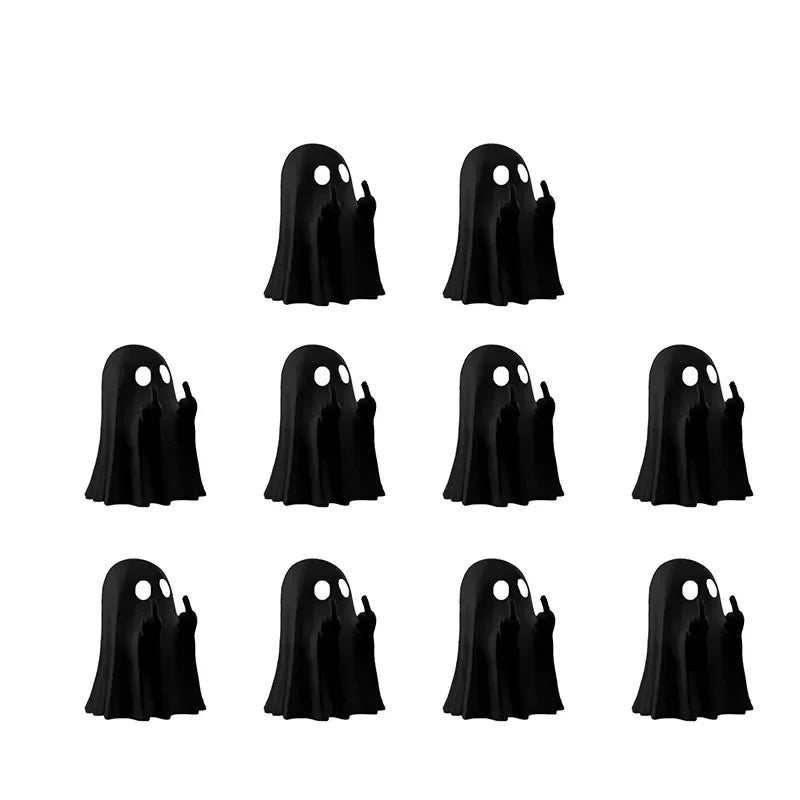 Schwarze Harz-Geisterfiguren mit Mittelfingern als Schreibtischdekoration