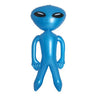 A blue inflatable alien decoration with large black eyes.