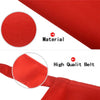 Close-up view of a red oil-proof cooking apron material and high quality belt detail.
